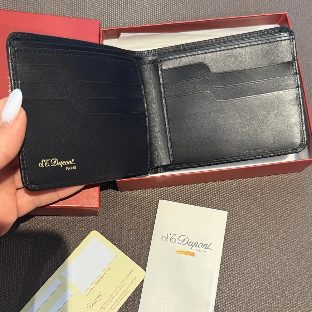 S.T DUPONT PARIS Black Leather Wallet men card and money holder luxury vintage
